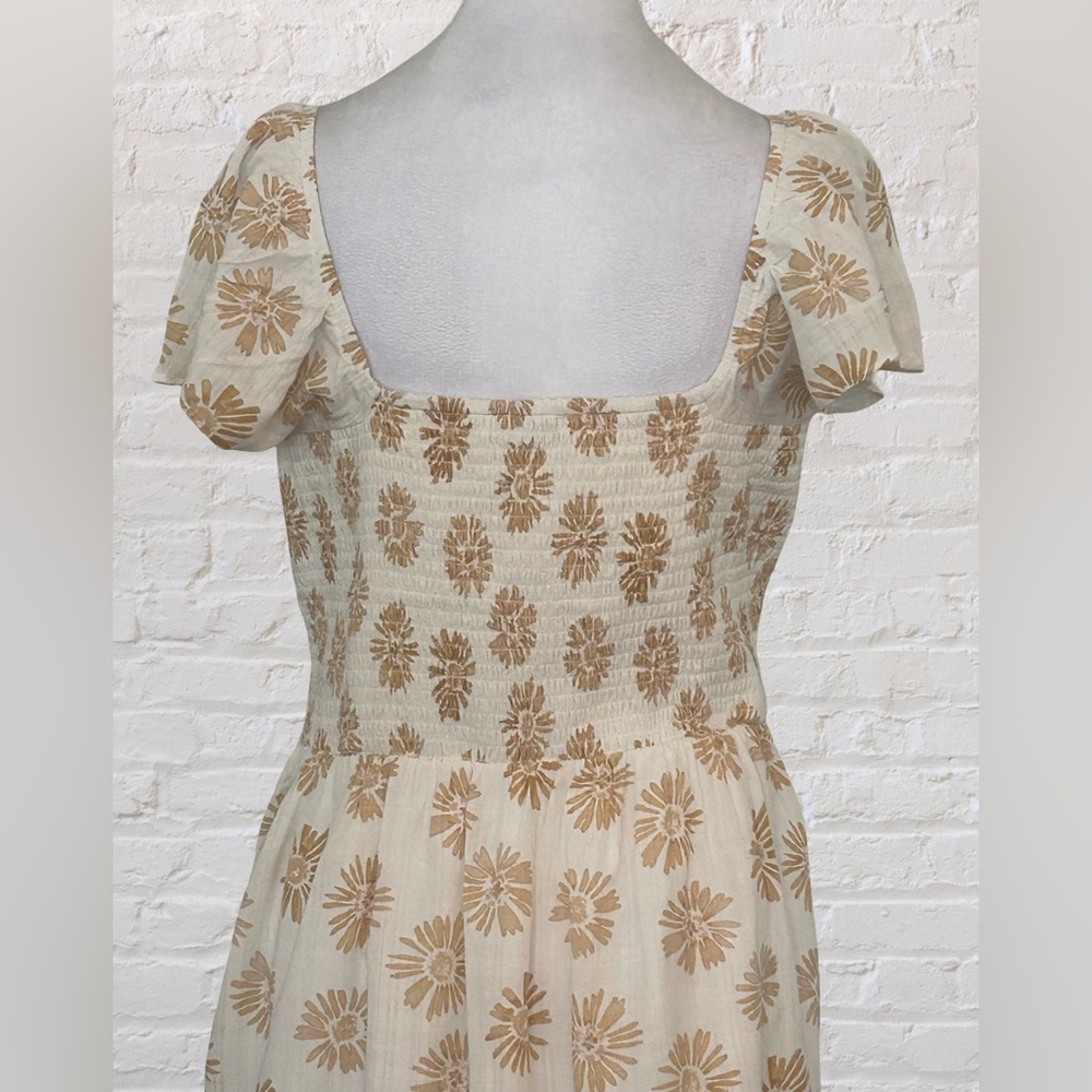 American Eagle Ivory Tan Summer Floral Corset Mini Dress L Cottagecore Bohemian - Picture 8 of 11